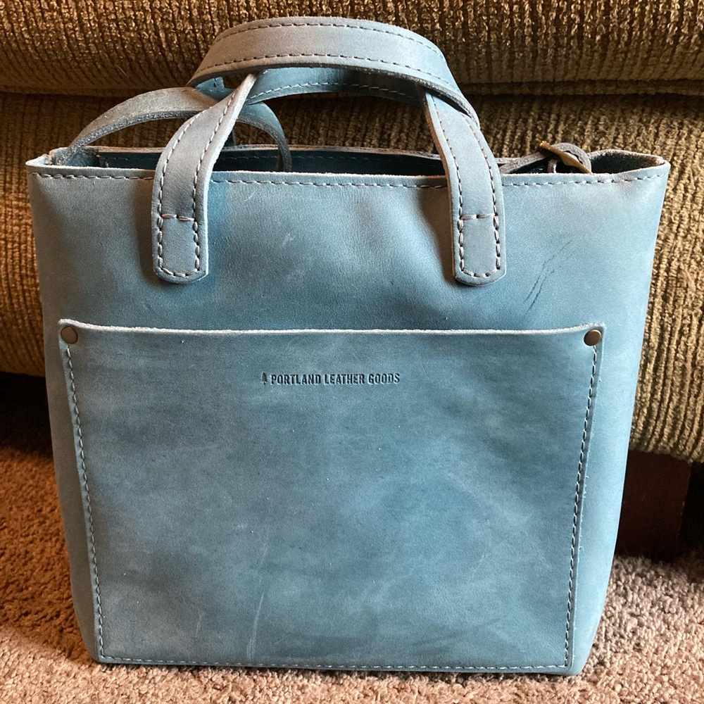 Portland Leather Mini Crossbody with zipper in Aqua